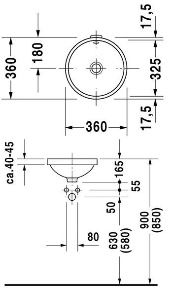 Duravit Architec umywalka podblatowa 32,5cm 32,5x32,5 biały alpin 0319320000