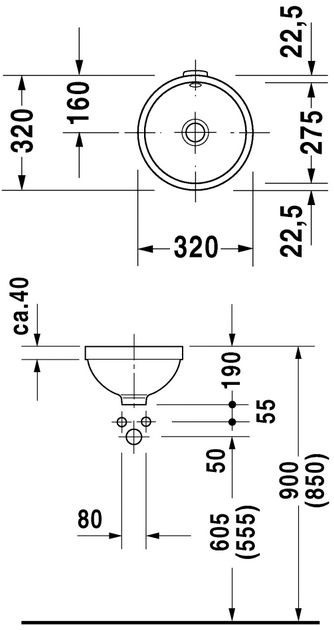 Duravit Architec umywalka podblatowa 27,5cm 27,5x27,5 biały alpin 0319270000