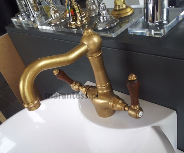 Nicolazzi bateria umywalkowa retro stare złoto OG forest drewno 1432OG79