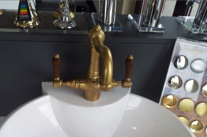 Nicolazzi bateria umywalkowa retro stare złoto OG forest drewno 1432OG79