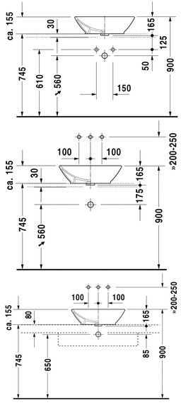 Duravit Bacino umywalka stawiana na blat 55cm 55x42 biały alpin 0334520000