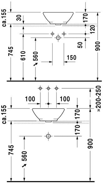 Duravit Bacino umywalka stawiana na blat 42cm 42x42 biały alpin 0325420000