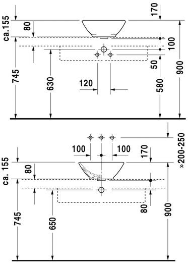 Duravit Bacino umywalka stawiana na blat 42cm 42x42 biały alpin 0325420000