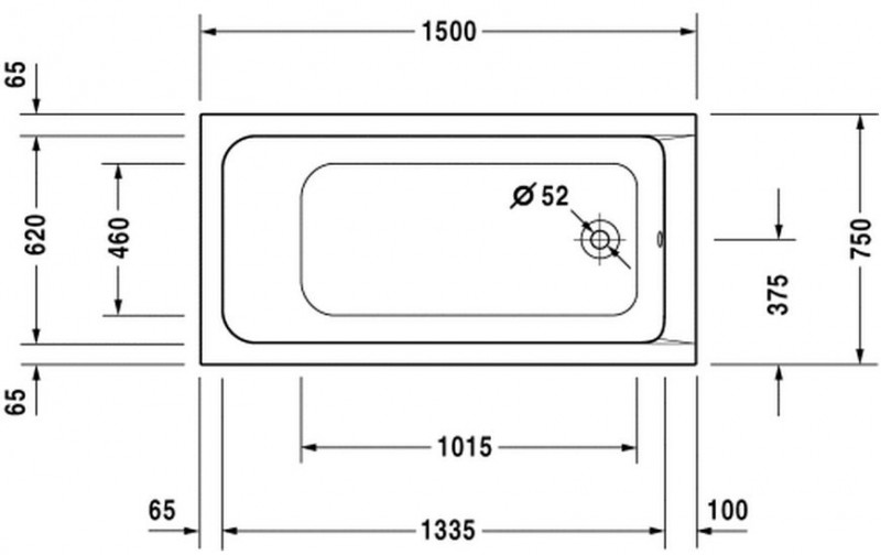 Duravit D-Code wanna prostokątna 150cm 150x75 biały alpin 700095000000000
