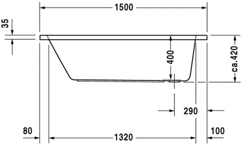Duravit D-Code wanna prostokątna 150cm 150x75 biały alpin 700095000000000