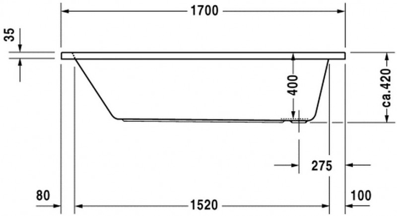 Duravit D-Code wanna prostokątna 170cm 170x70 biały alpin 700098000000000