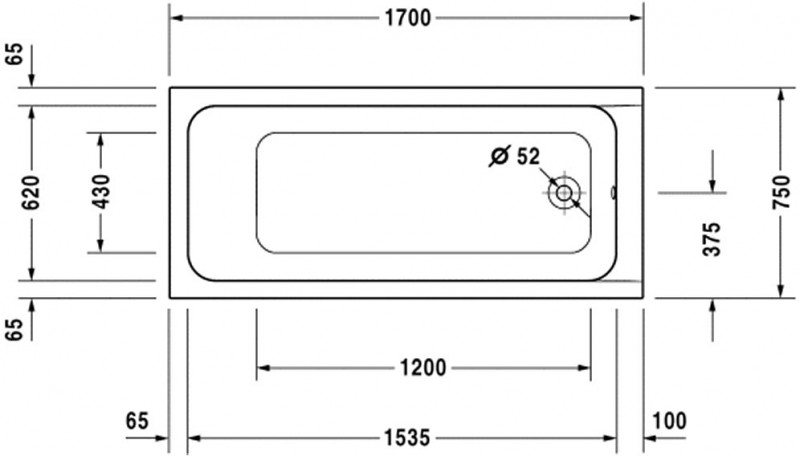 Duravit D-Code wanna prostokątna 170cm 170x75 biały alpin 700100000000000