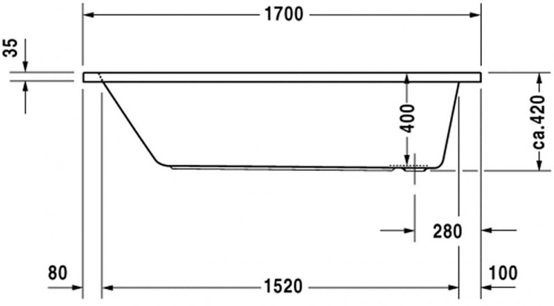 Duravit D-Code wanna prostokątna 170cm 170x75 biały alpin 700100000000000