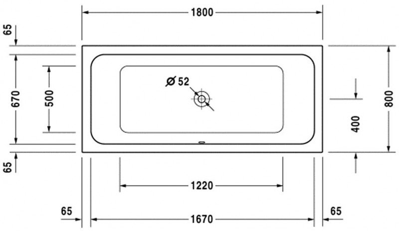 Duravit D-Code wanna prostokątna 180cm 180x80 biały alpin 700101000000000