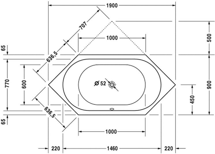 Duravit D-Code wanna sześciokątna 190cm 190x90 biały alpin 700138000000000