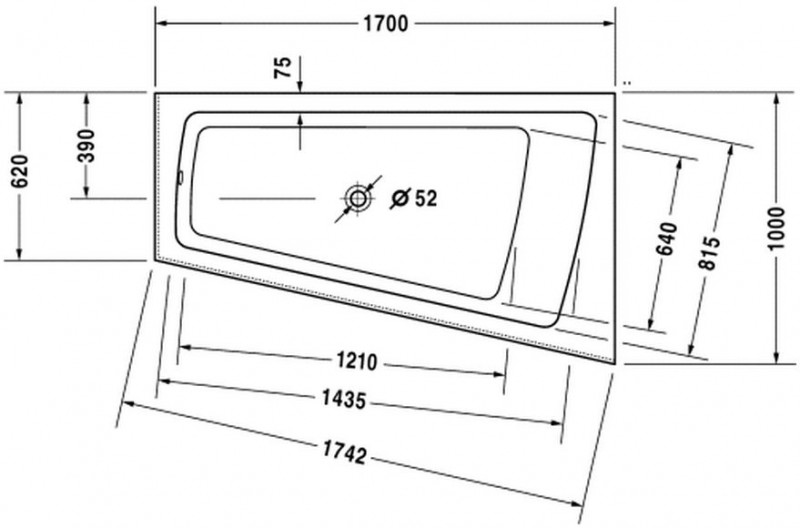 Duravit Paiova wanna asymetryczna 170cm 170x100 z obudową i stelażem prawa biały alpin 700265000000000