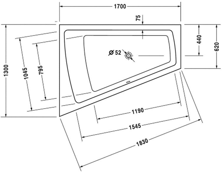 Duravit Paiova wanna asymetryczna 170cm 170x130 lewa biały alpin 700214000000000