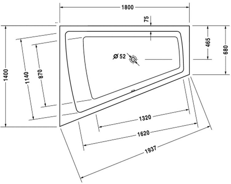 Duravit Paiova wanna asymetryczna 180cm 180x140 lewa biały alpin 700216000000000