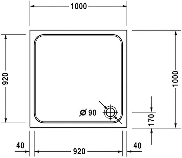 Duravit D-Code brodzik kwadratowy 100x100 biały alpin antislip 720103000000001