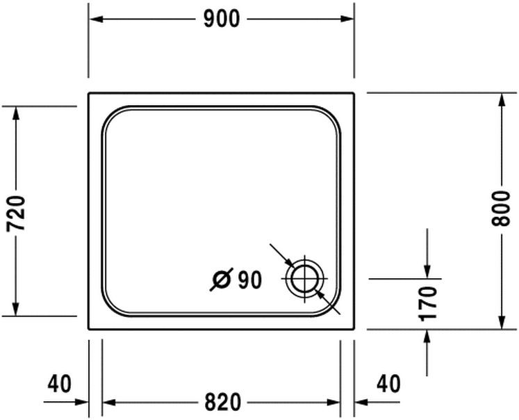 Duravit D-Code brodzik prostokątny 90x80 biały alpin antislip 720105000000001