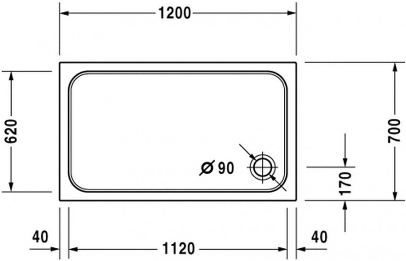 Duravit D-Code brodzik prostokątny 120x70 biały alpin 720094000000000