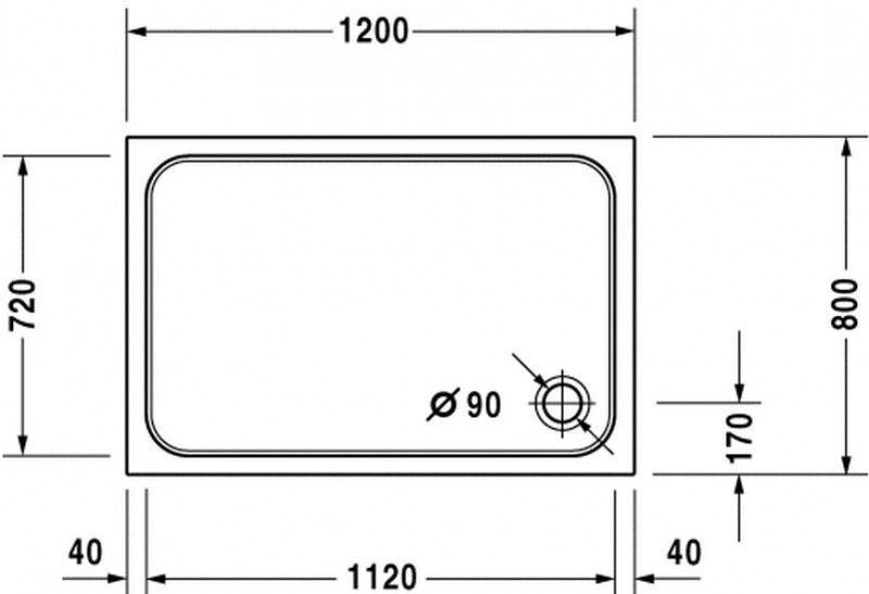 Duravit D-Code brodzik prostokątny 120x80 biały alpin antislip 720113000000001