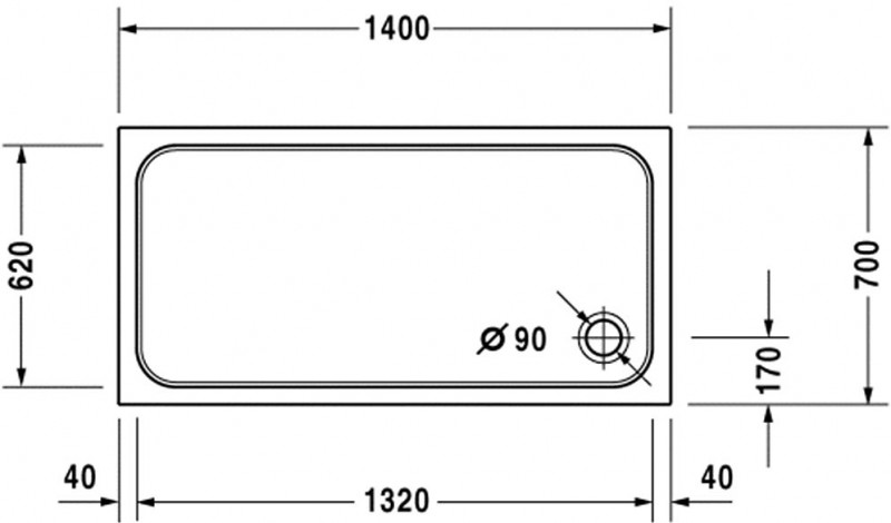 Duravit D-Code brodzik prostokątny 140x70 biały alpin 720095000000000