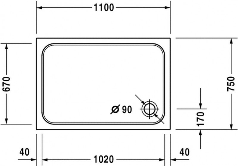 Duravit D-Code brodzik prostokątny 110x75 biały alpin antislip 720097000000001