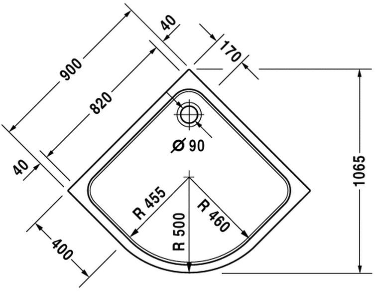 Duravit D-Code brodzik półokrągły 90x90 biały alpin antislip 720108000000001