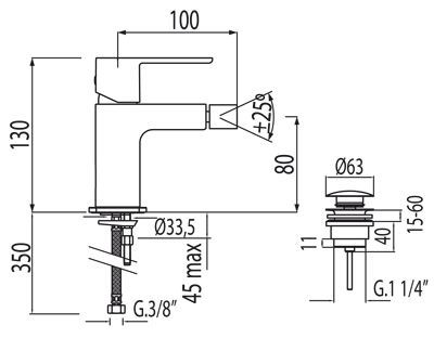 Tres Loft-Colors bateria bidetowa czarny/chrom 200.120.01.NE