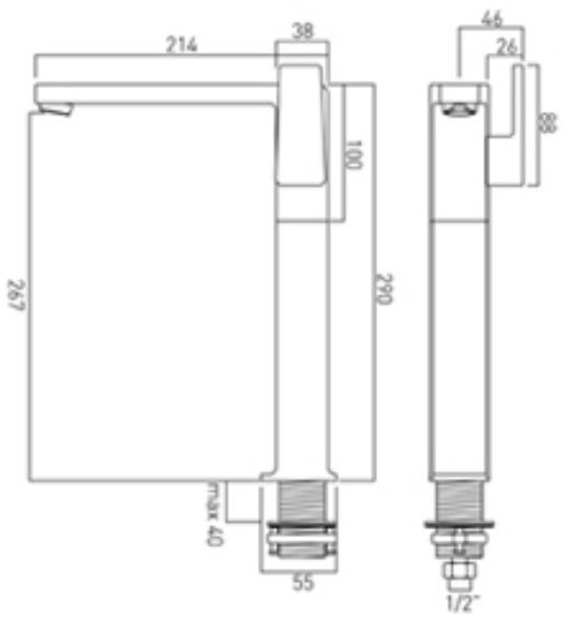 Vado Synergie bateria umywalkowa wysoka kaskada otwarta chrom SYN-100E/SB-C/P