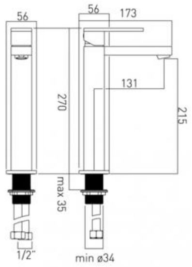 Vado Notion bateria umywalkowa wysoka chrom NOT-100E/SB-C/P