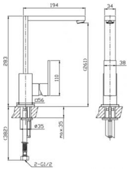 Vado Notion bateria kuchenna zlewozmywakowa chrom NOT-150S-C/P