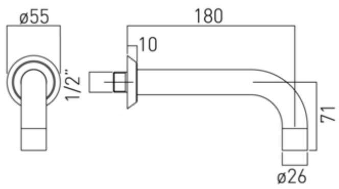 Vado Origins wylewka naścienna chrom ORI-140-C/P
