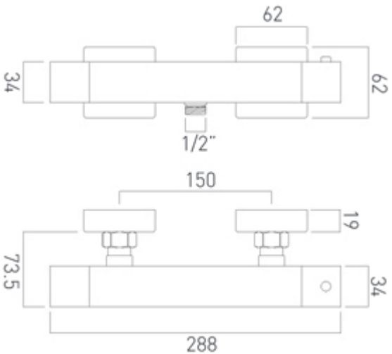 Vado Te bateria prysznicowa termostatyczna chrom TE-149T-C/P