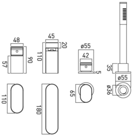 Vado Life bateria wannowa czterootworowa z zestawem chrom LIF-132-C/P