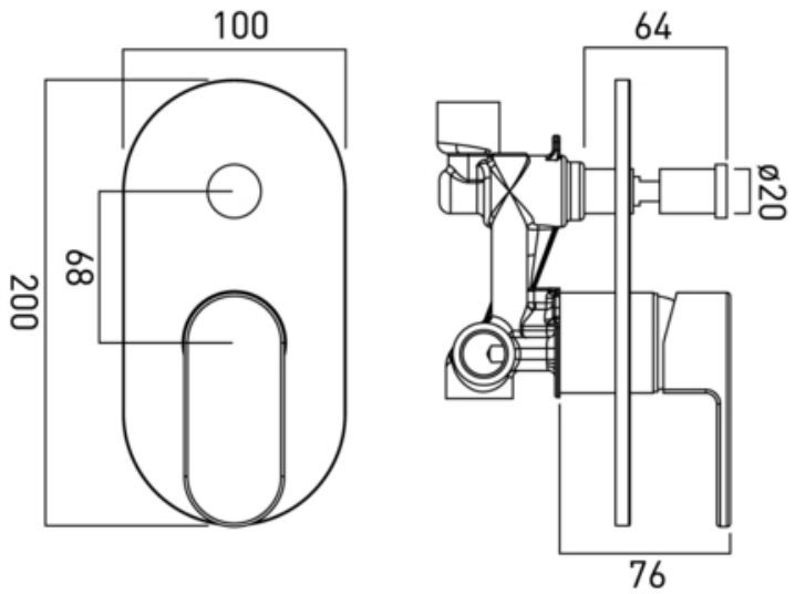 Vado Life bateria wannowo-prysznicowa podtynkowa chrom LIF-147-C/P