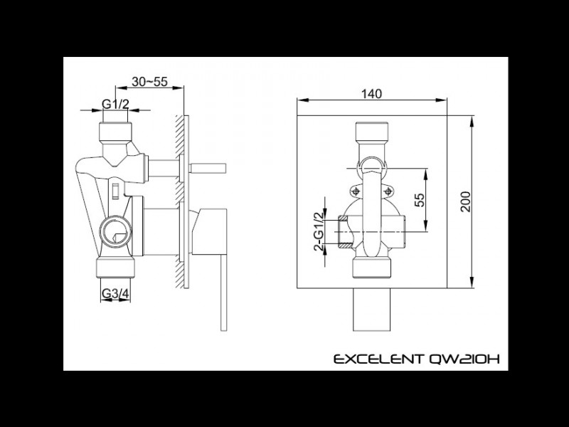 Kohlman Excelent bateria wannowo-prysznicowa podtynkowa chrom QW210H
