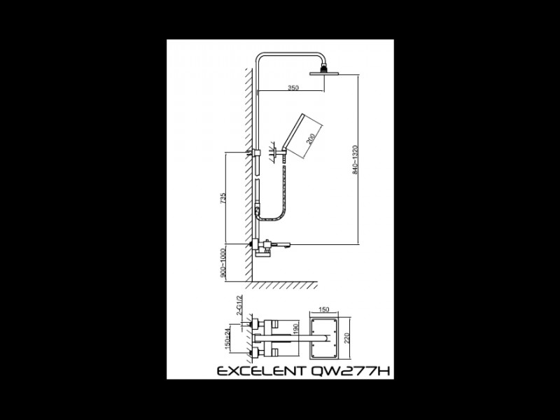 Kohlman Excelent zestaw prysznicowy z deszczownicą i wylewką chrom QW277H