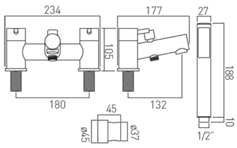 Vado Zoo bateria wannowa dwuotworowa z zestawem chrom ZOO-130+K-C/P