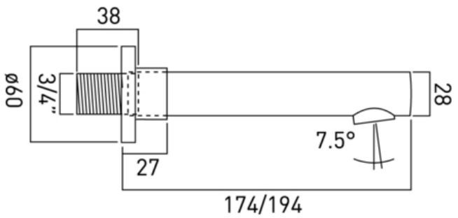 Vado Zoo wylewka naścienna chrom ZOO-140-C/P