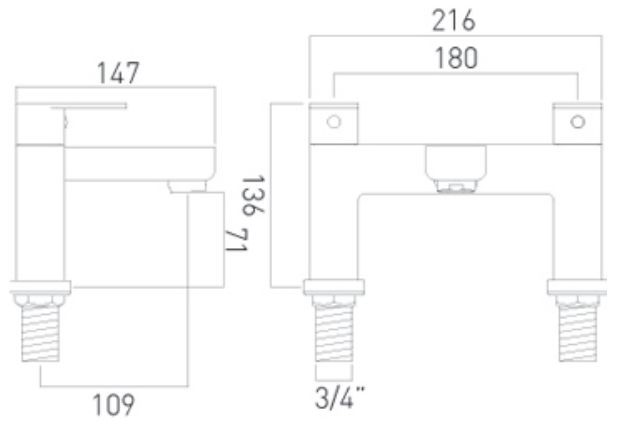 Vado Phase bateria wannowa dwuotworowa chrom PHA-137-C/P