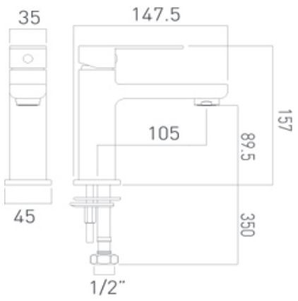 Vado Phase bateria umywalkowa mini chrom PHA-200M/SB-C/P