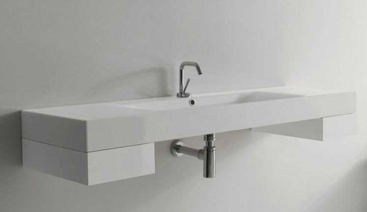 Kerasan Cento umywalka z blatem ceramicznym 140x45 biały 3535