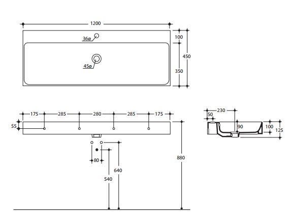Kerasan Cento umywalka 120x45 biały 3534