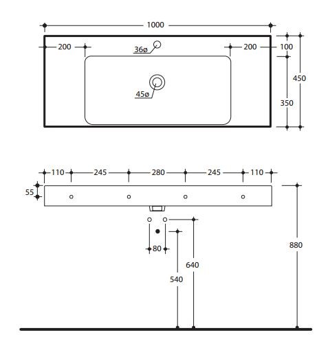 Kerasan Cento umywalka 100x45 biały 3550