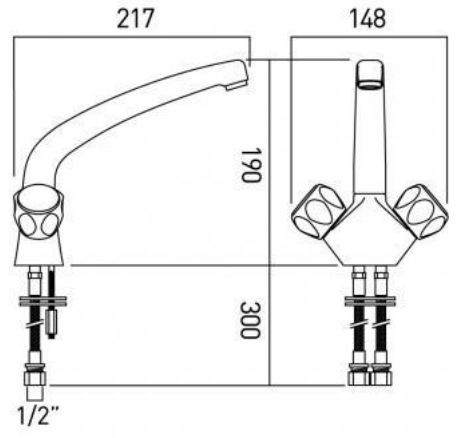 Axces by Vado Astra bateria kuchenna zlewozmywakowa z ruchomą wylewką chrom AX-AST-150/CD-CP