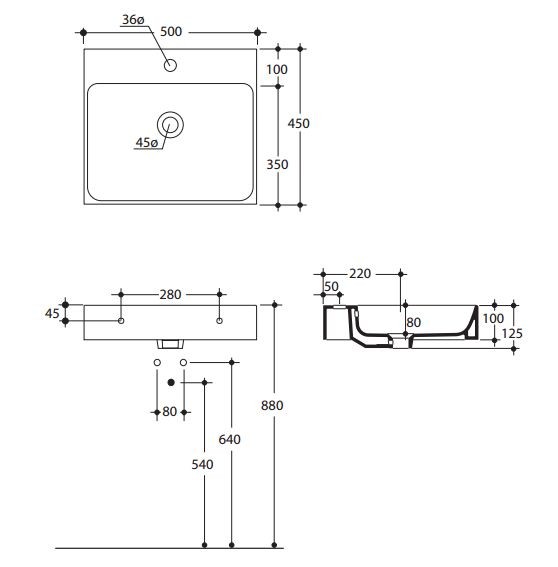 Kerasan Cento umywalka 50x45 biały 3530