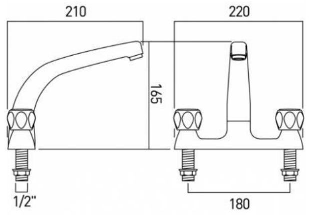 Axces by Vado Astra bateria kuchenna zlewozmywakowa dwuotworowa z ruchomą wylewką chrom AX-AST-153/CD-CP
