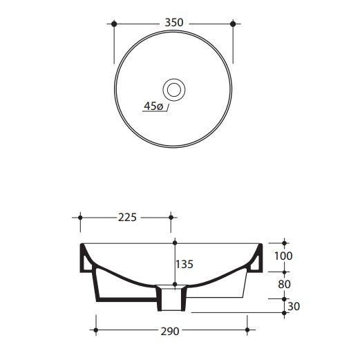 Kerasan Cento umywalka okrągła stawiana / wpuszczana w blat 35x35 biały 3558