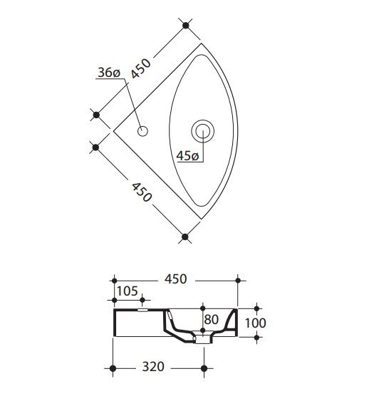 Kerasan Cento Corner umywalka narożna 45x45 biały 3541