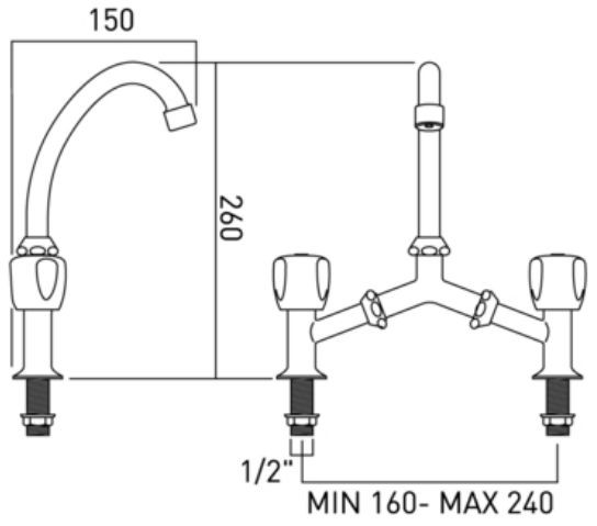 Vado Warwick bateria kuchenna zlewozmywakowa regulowana na podporach chrom WAR-207-C/P