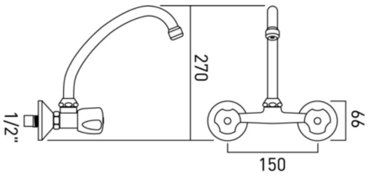 Vado Warwick bateria kuchenna zlewozmywakowa naścienna chrom WAR-254G-C/P
