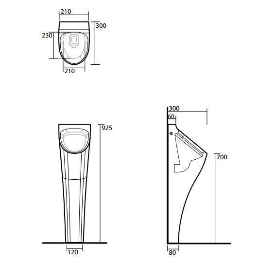 Kerasan Aquatech pisuar stojący biały 3730