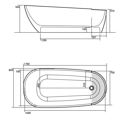 Kerasan Aquatech wanna wolnostojąca 170x70 konglomerat biały 3750